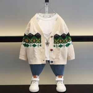 Knit and Denim boys three- piece Set