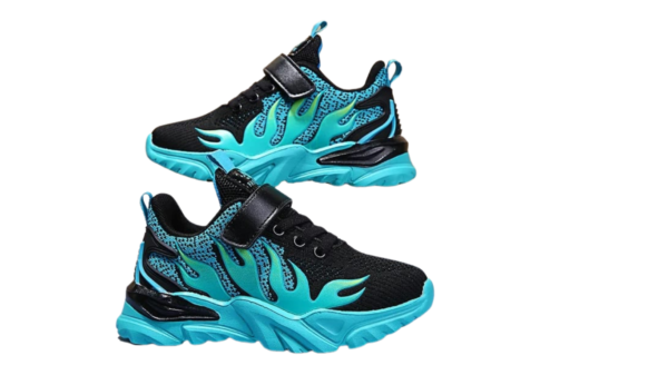 BlazeStride Kids' Tennis Shoes with flame design, featuring a durable and comfortable fit for running and outdoor activities."