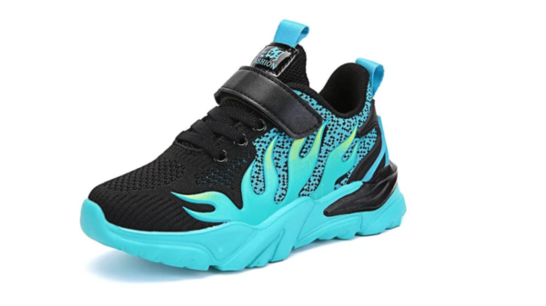 BlazeStride Kids' Tennis Shoes with flame design, featuring a durable and comfortable fit for running and outdoor activities."