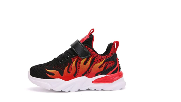 BlazeStride Kids' Tennis Shoes with flame design, featuring a durable and comfortable fit for running and outdoor activities."