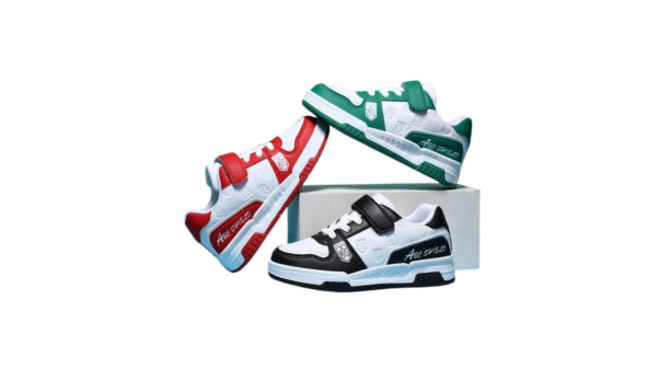 colored children's sports shoes with Velcro strap, designed for girls, featuring wear-resistant materials and a comfortable fit for casual walking, running, and outdoor activities