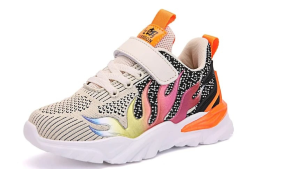 BlazeStride Kids' Tennis Shoes with flame design, featuring a durable and comfortable fit for running and outdoor activities."