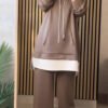 EaseLayer Set A modest two-piece outfit featuring a long layered hoodie-style top with a relaxed fit, drawstring detail, and wide-leg trousers. Designed for comfort, coverage, and modern modest style.