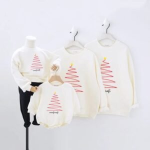 Matching family hoodies with cute Santa and snowflake print and “Merry Christmas” text — Holiday Cheer Santa Squad edition, available in multiple colors.