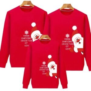 Matching family hoodies with cute Santa and snowflake print and “Merry Christmas” text — Holiday Cheer Santa Squad edition, available in multiple colors.