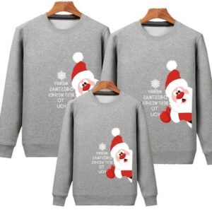 Matching family hoodies with cute Santa and snowflake print and “Merry Christmas” text — Holiday Cheer Santa Squad edition, available in multiple colors.