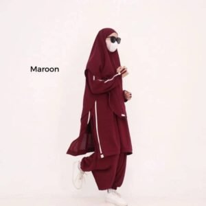 A modest sporty jilbab featuring a flowy hooded design with long sleeves, full coverage, and easy movement. Designed for active, confident women seeking comfort and modest elegance.