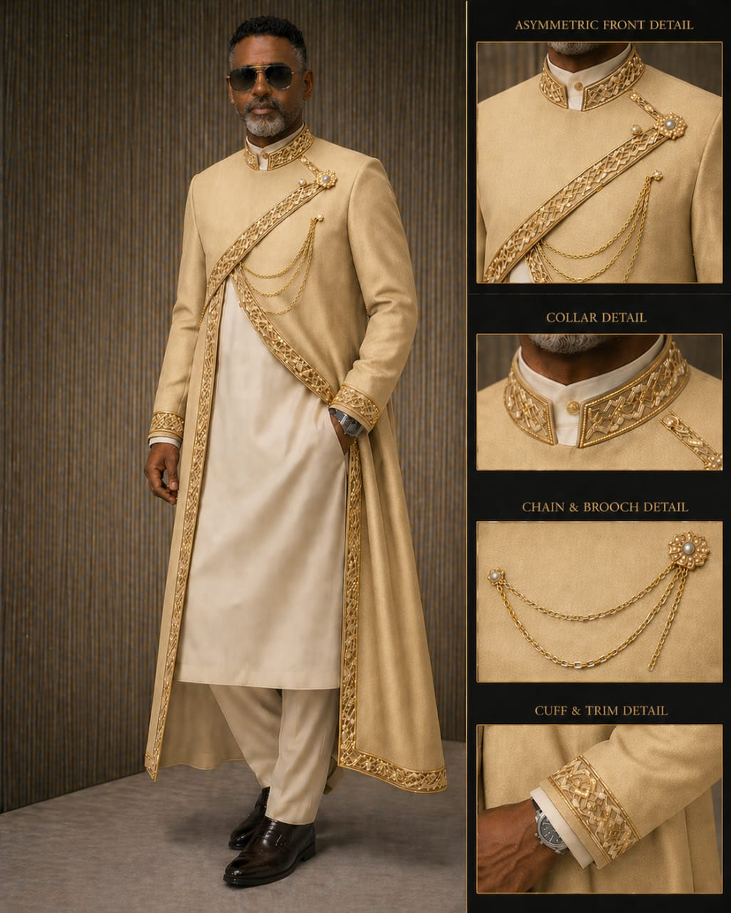 Champagne Beige/Gold Base + Cream Inner Tunic