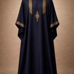 Sovereign Monarch™ Luxury Men's Kaftan Set featuring premium silk-feel fabric with elegant gold embroidery in Midnight Navy, Imperial Black, Charcoal Grey, Emerald Green, Royal Burgundy, and Royal Cream.